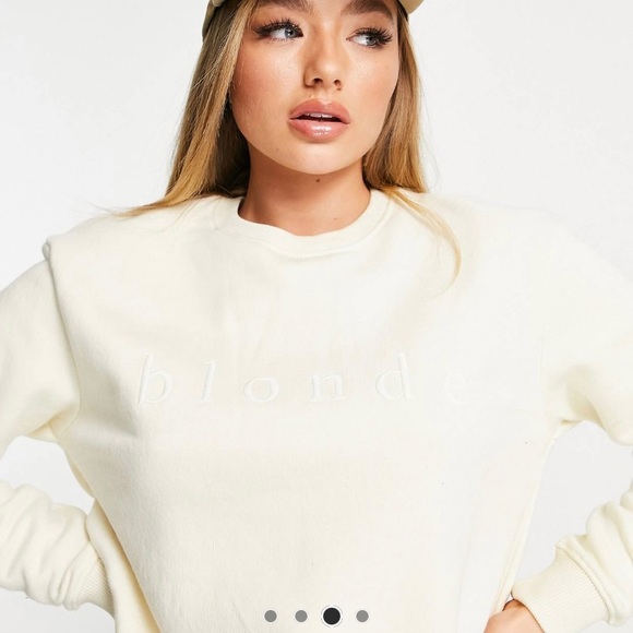 Sweatshirt “BLONDE” in cream size 6 - Picture 3 of 4